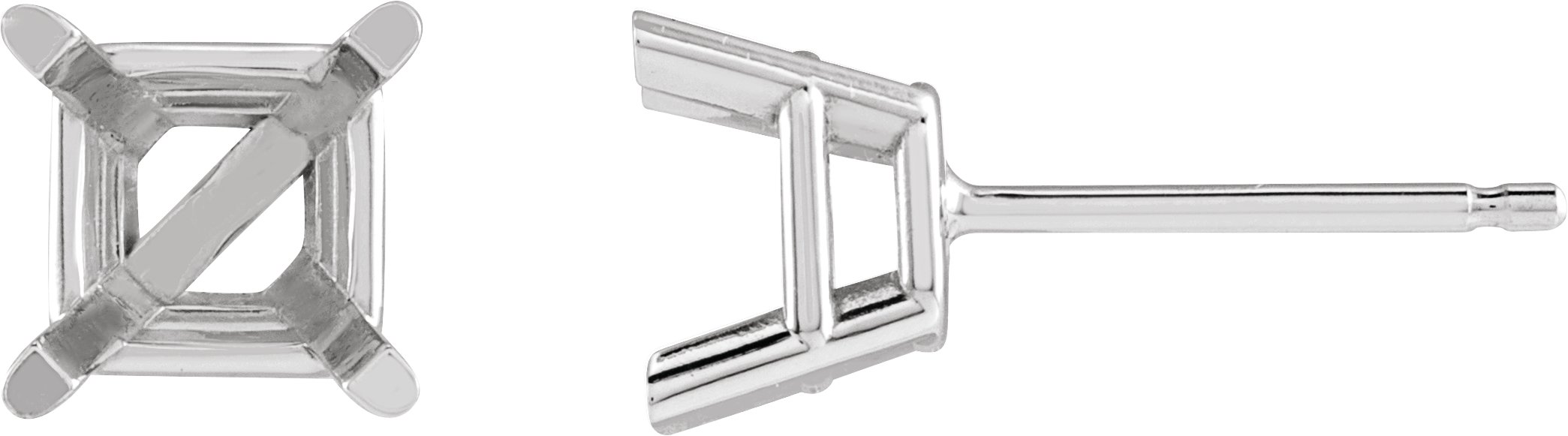 Square 4-Prong Lightweight Stud Earrings 