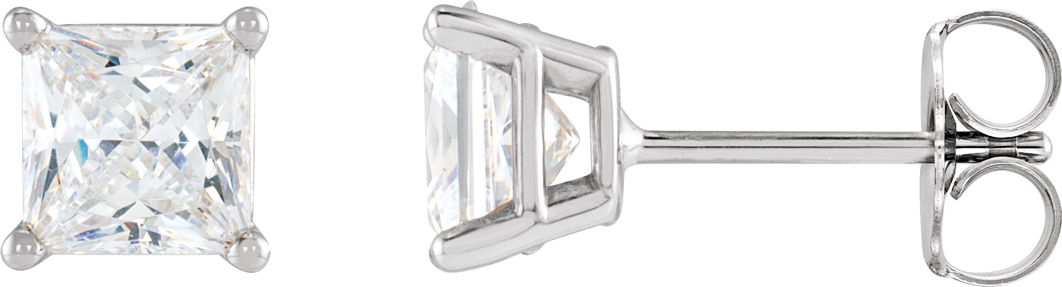 Square 4-Prong Lightweight Stud Earrings