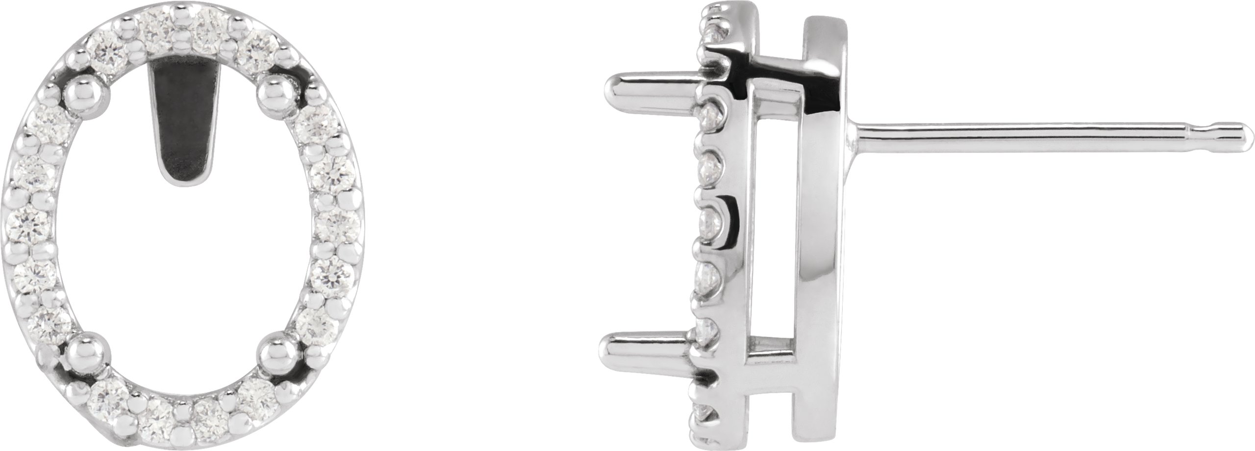 Oval 4-Prong Halo-Style Low Stud Earring