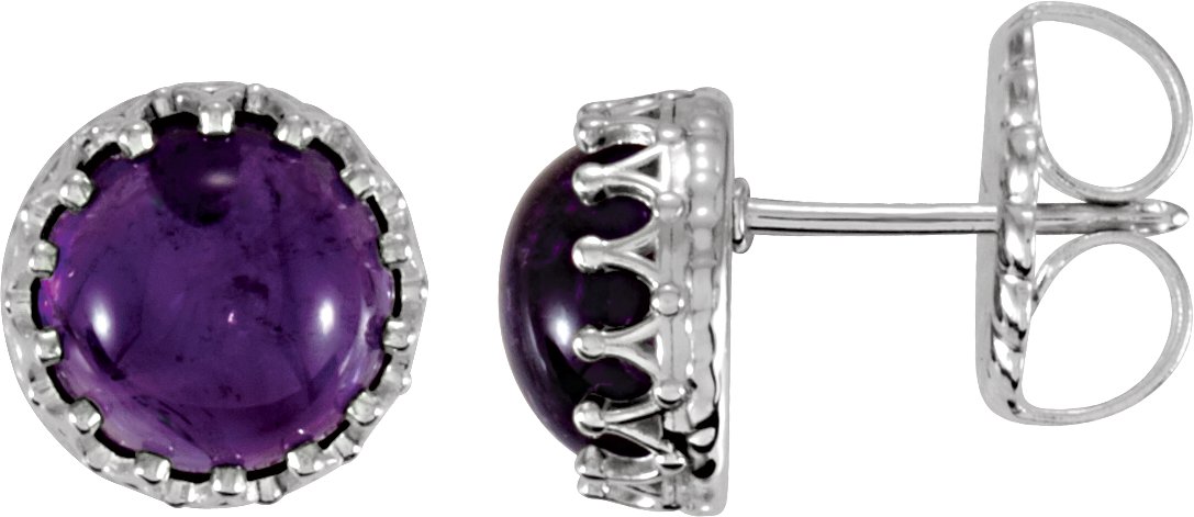 Round Cabochon Crown Earrings