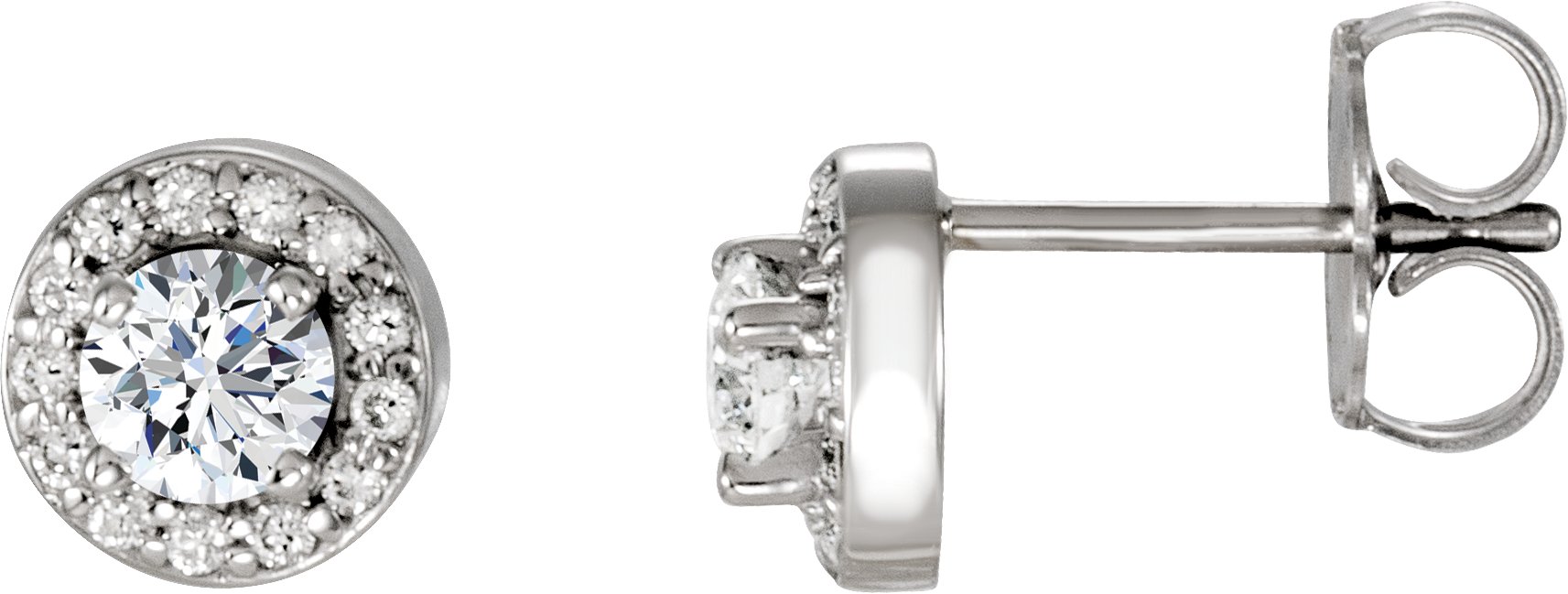 Round 4-Prong Halo-Style Earrings