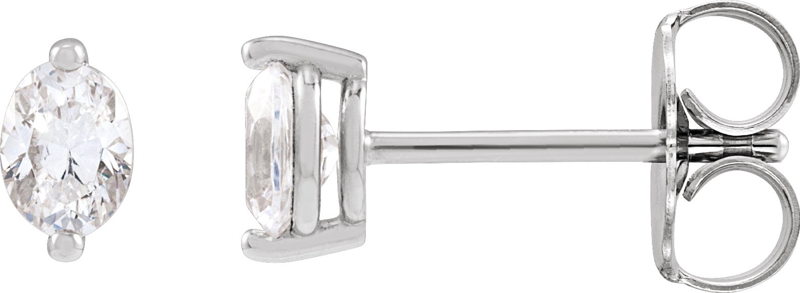 Oval 2-Prong Stud Earrings