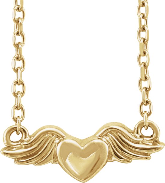 Heart with Angel Wings Necklace or Center