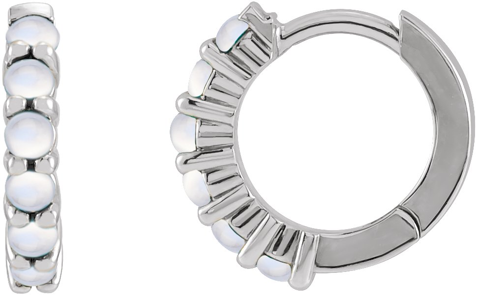 Cabochon Hinged Hoop Earrings