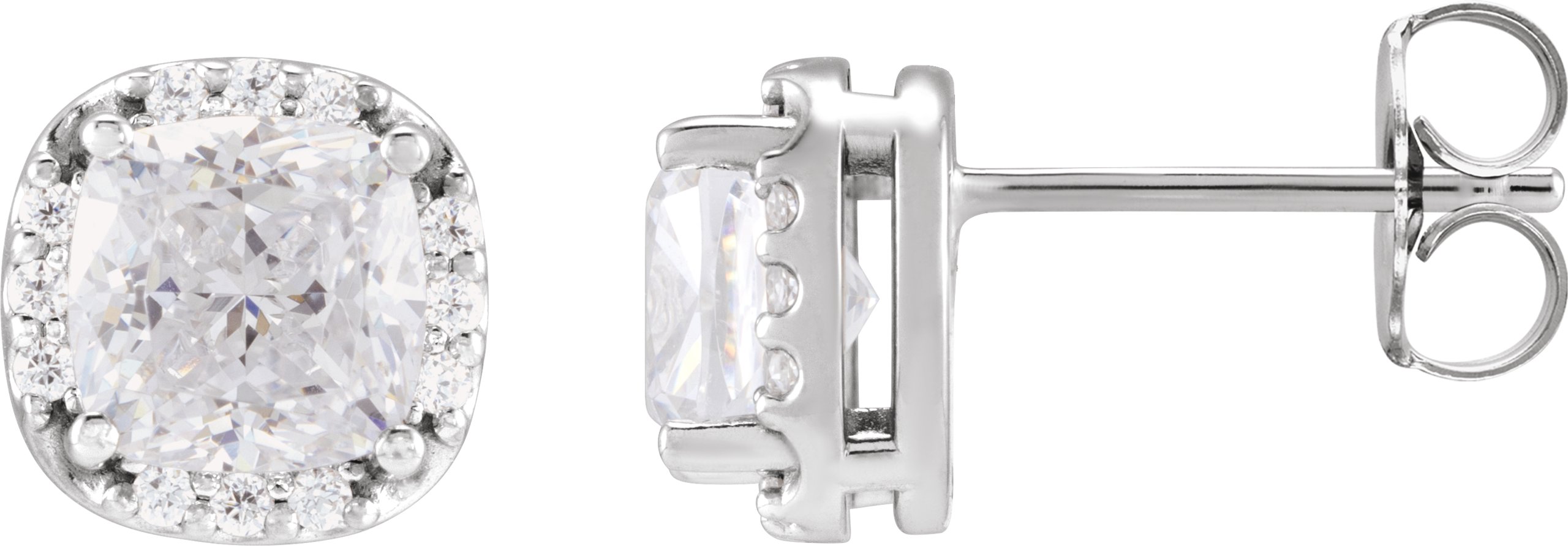 Cushion Halo-Style Stud Earrings