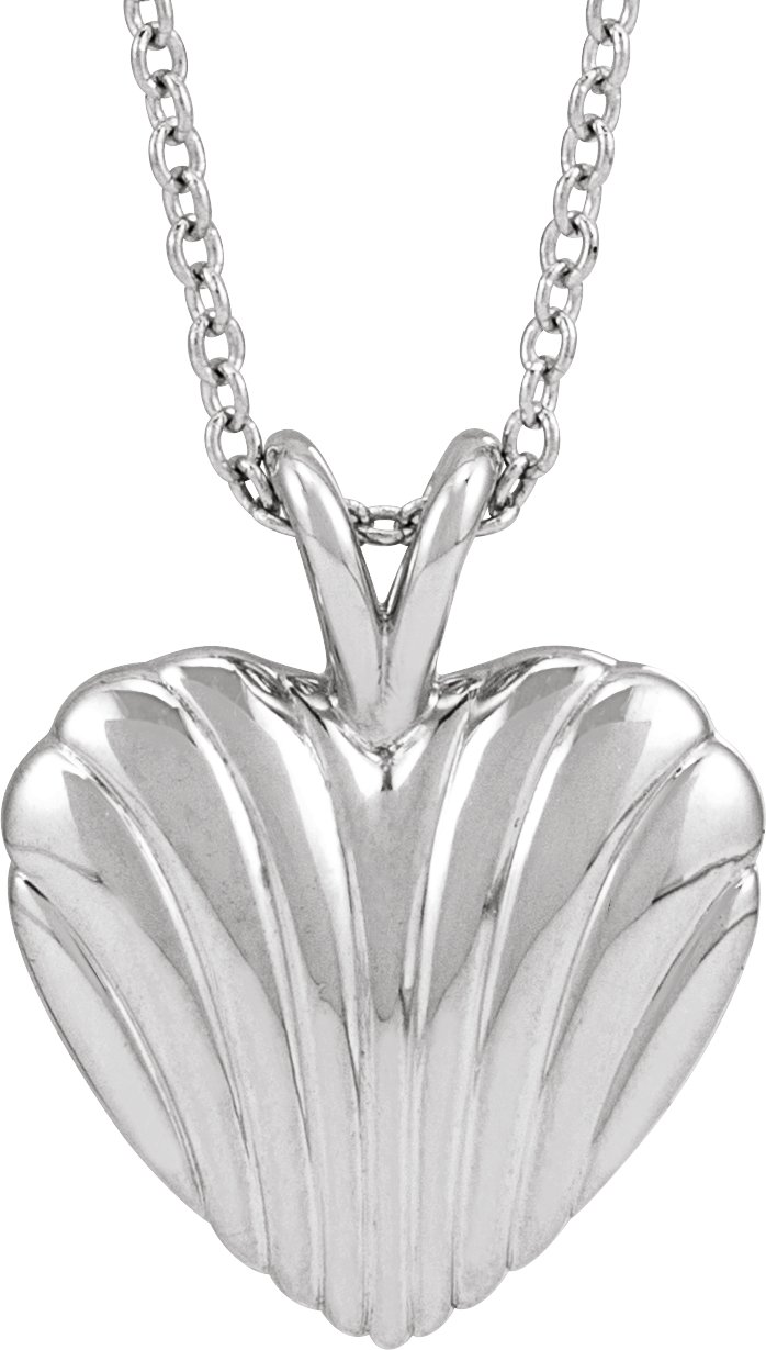 Ribbed Heart Necklace or Pendant