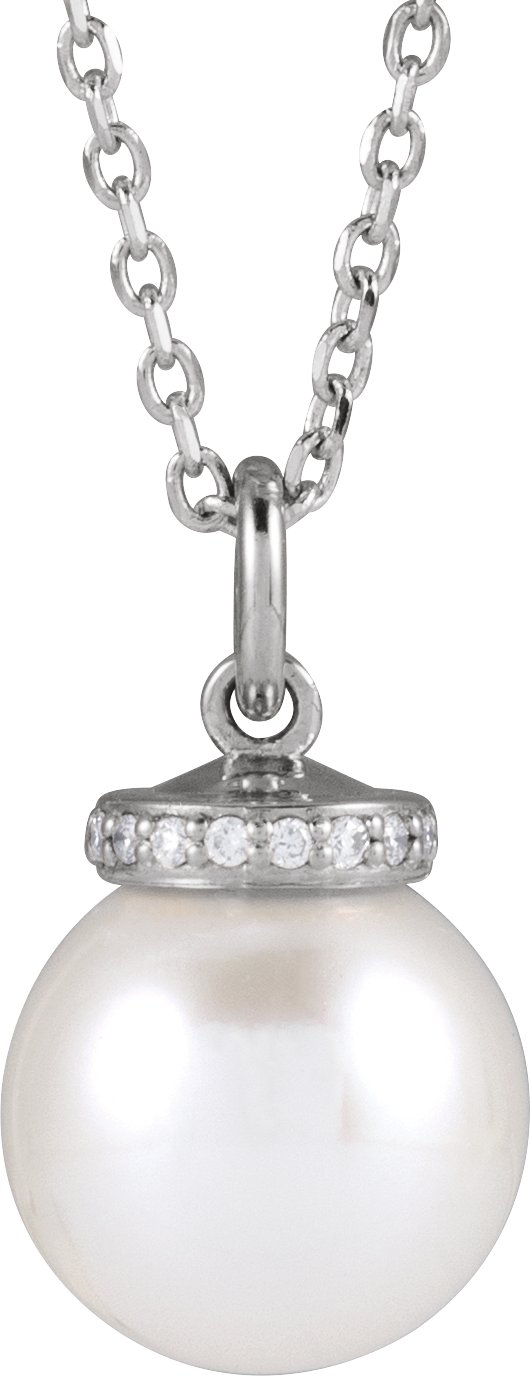 Hidden Halo-Style Pearl Necklace or Pendant