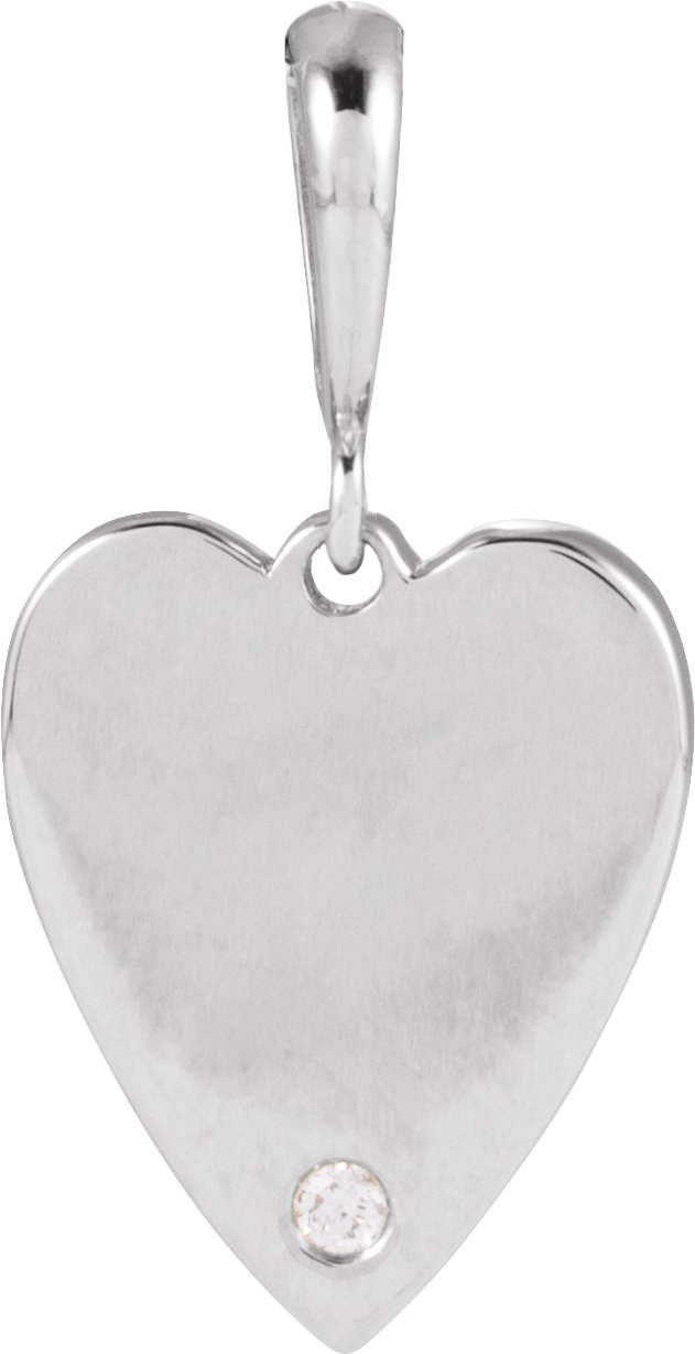 Engravable Accented Heart Necklace or Pendant