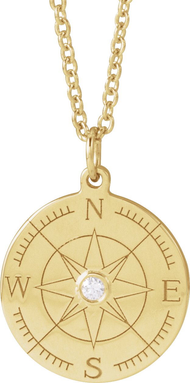 Accented Compass Necklace or Pendant