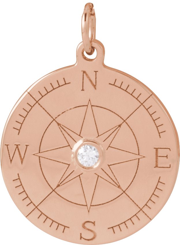 Accented Compass Necklace or Pendant