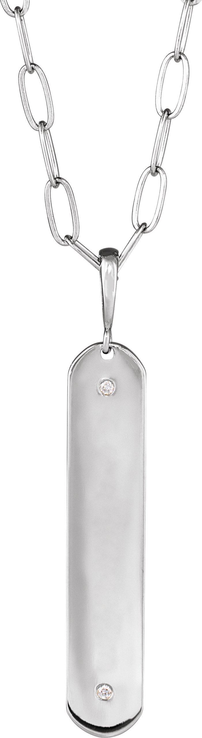 Engravable Accented Bar Necklace or Charm/Pendant