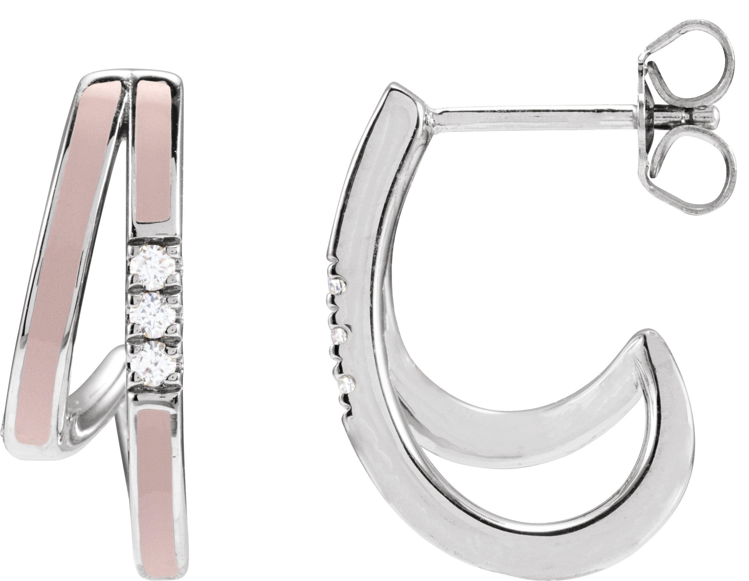 Accented Double-Row Enamel Hoop Earrings