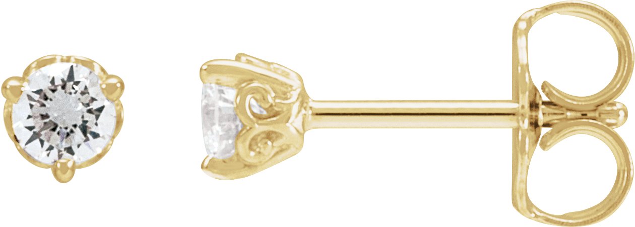 Round 3-Prong Scroll Stud Earrings