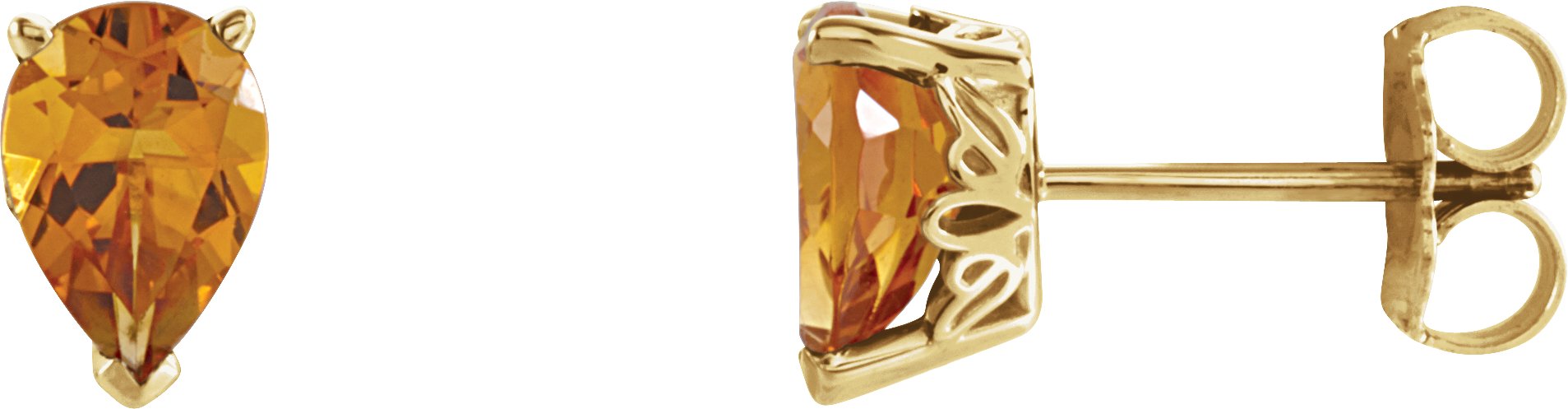 Pear 3-Prong Scroll Setting® Stud Earring