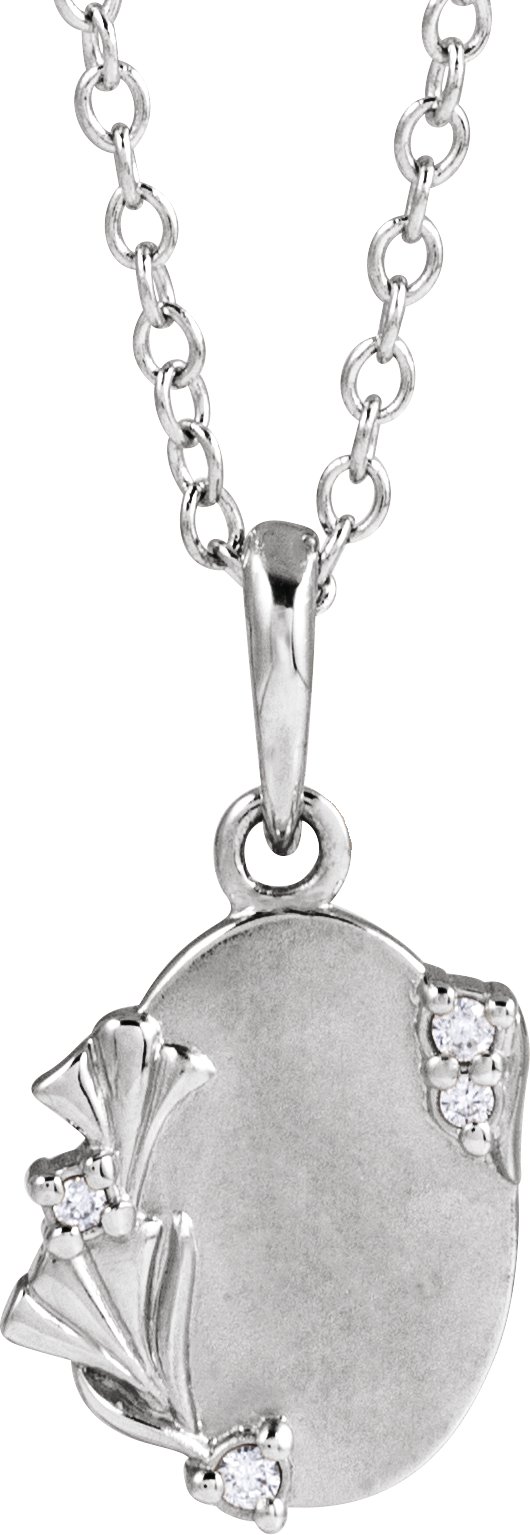Accented Engravable Floral Necklace or Pendant