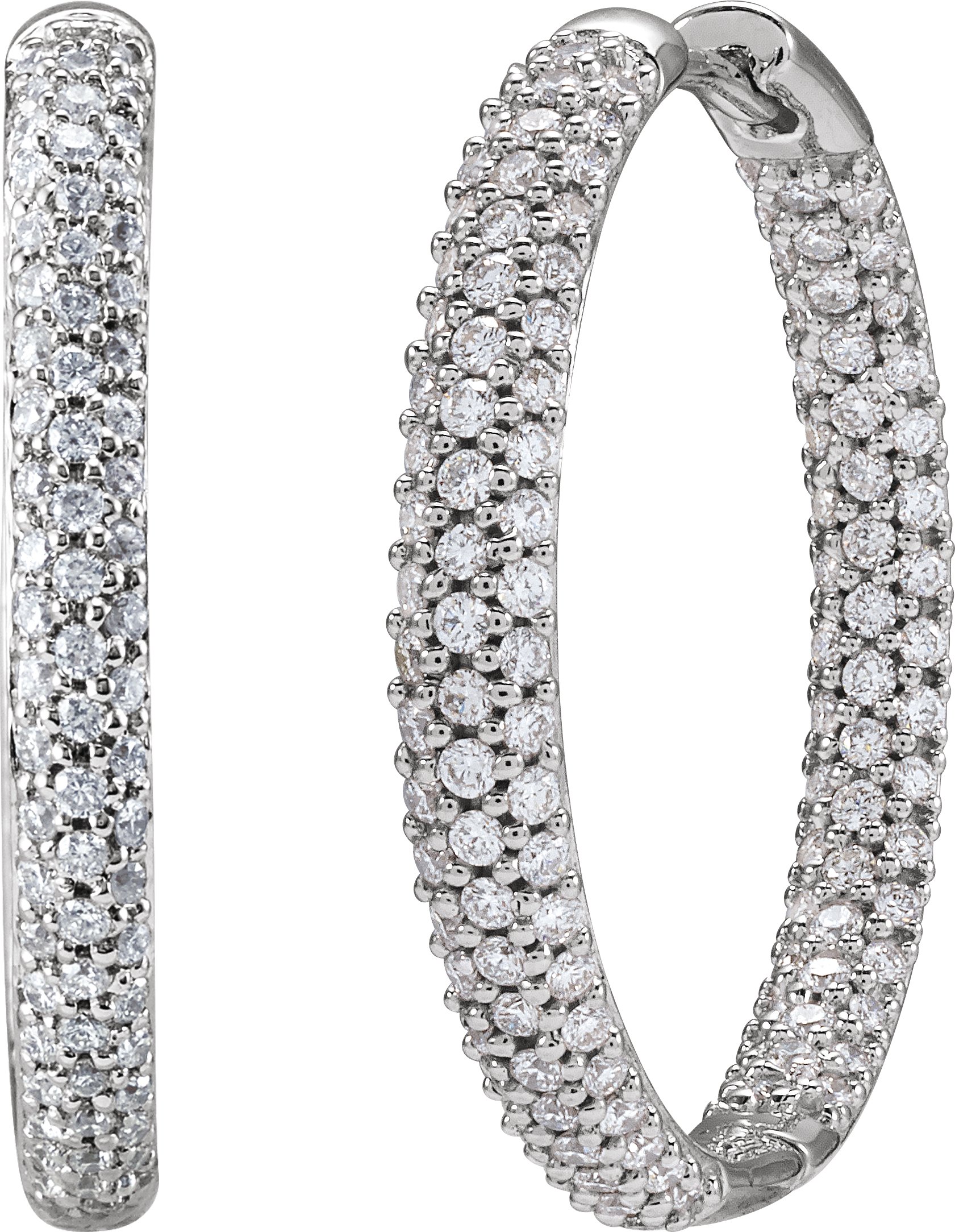 Pavé-Style Inside-Outside Hinged Hoop Earrings