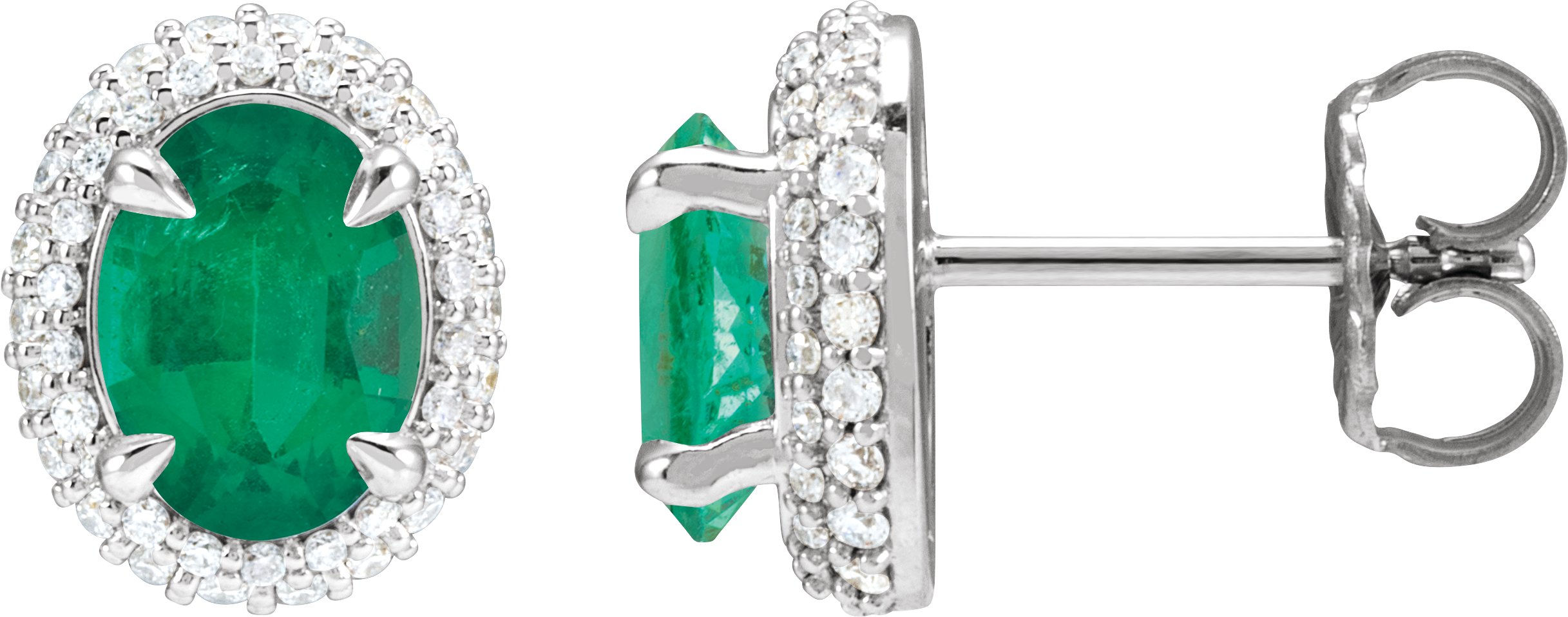 Oval 4-Claw Prong Pre-Notched Halo-Style Earrings