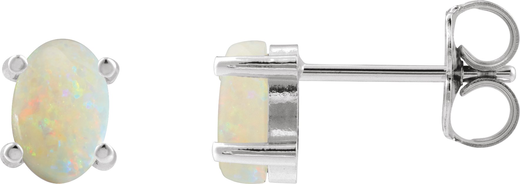 Oval 4-Prong Cabochon Earrings