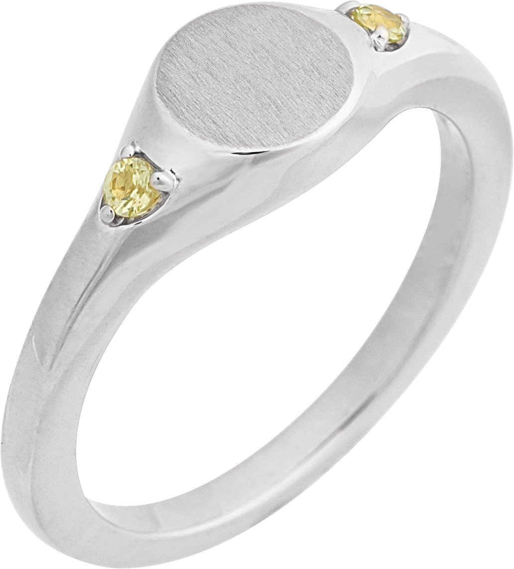 Engravable Accented Signet Ring