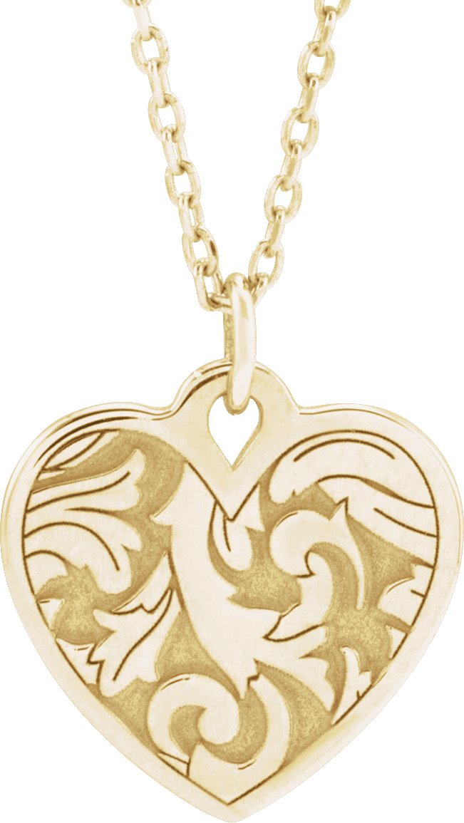 Engravable Floral Heart Necklace or Pendant