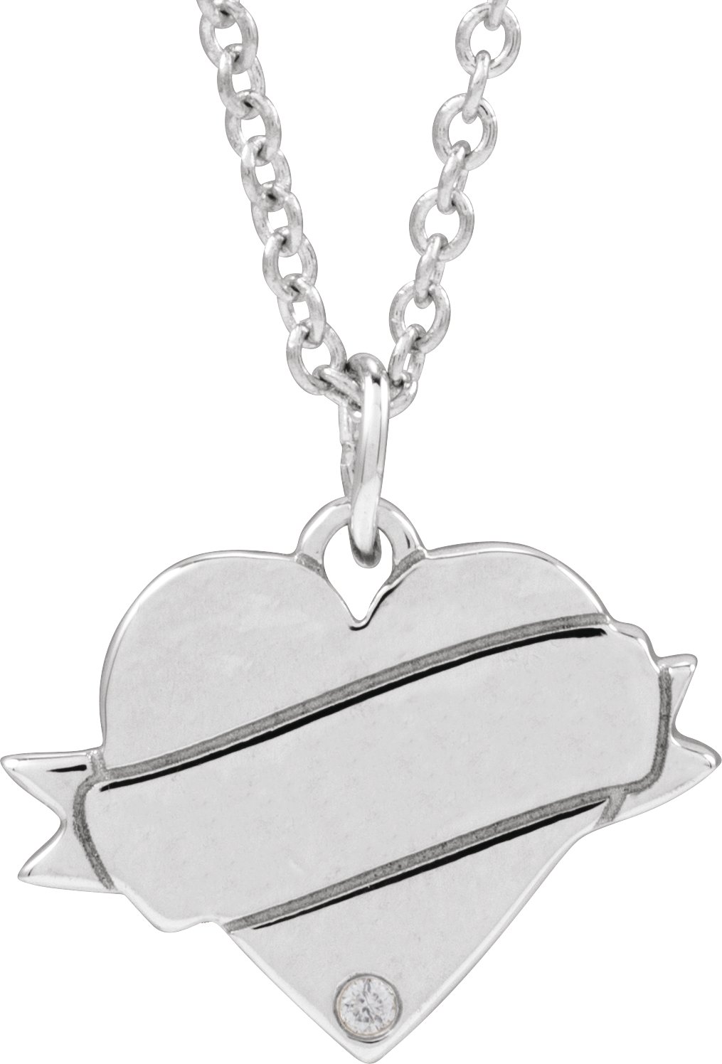 Engravable Accented Heart Necklace or Pendant