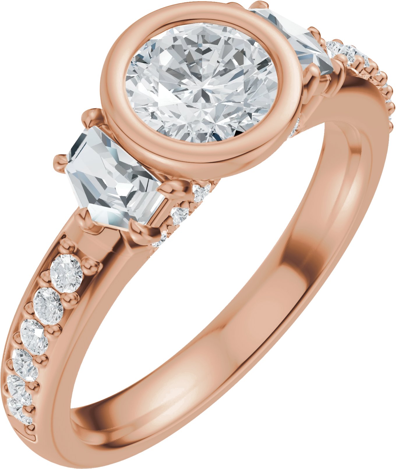 Bezel-Set Three-Stone Engagement Ring or Band