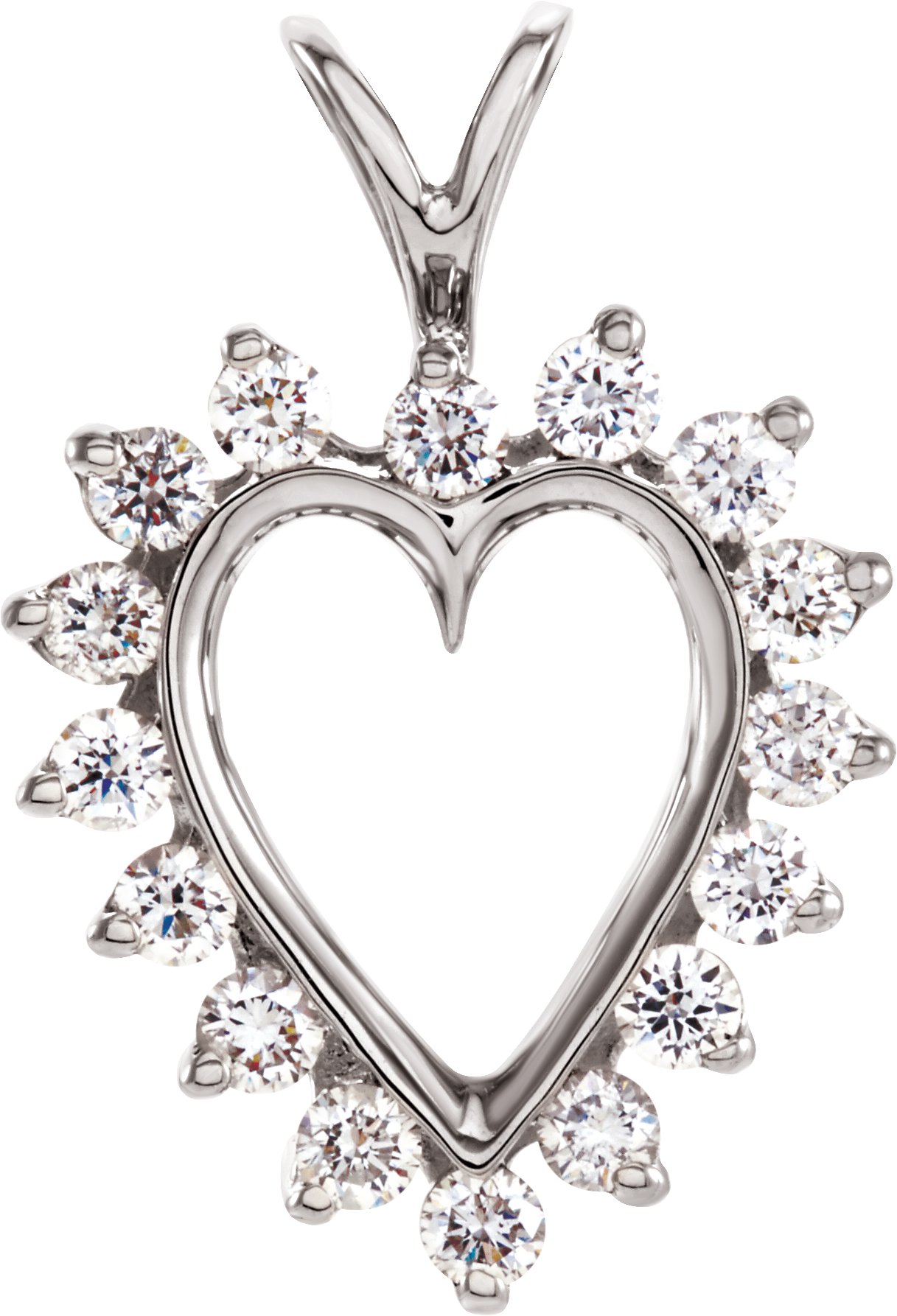14K White 1/2 CTW Natural Diamond Heart Pendant