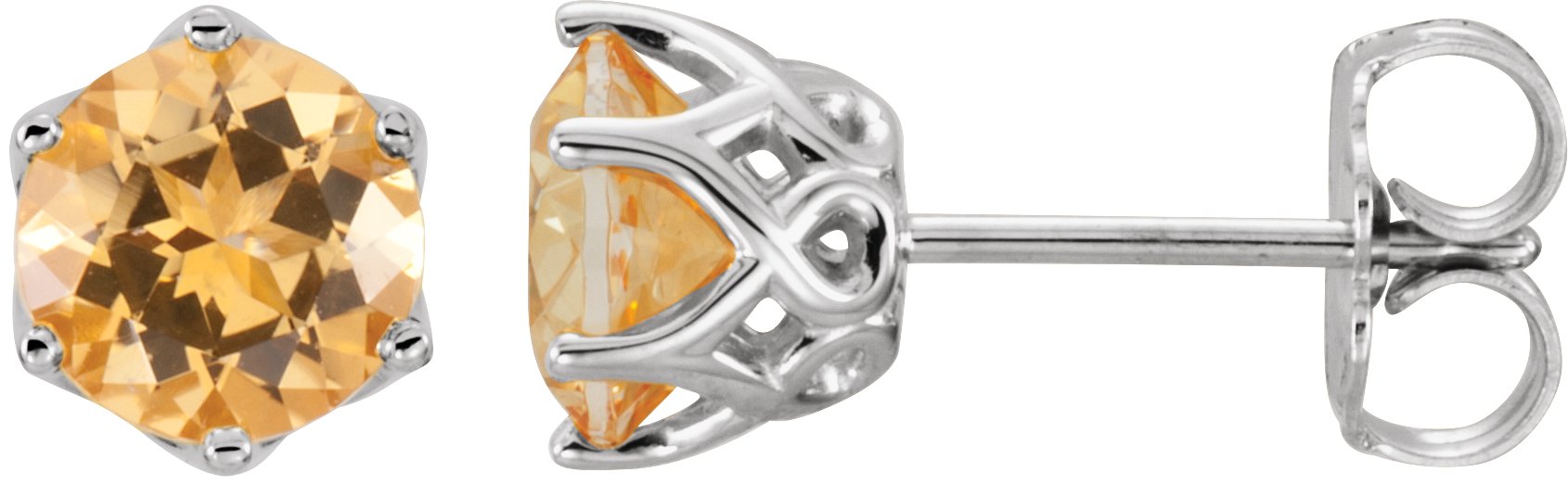 Round 6-Prong Crown Stud Earrings