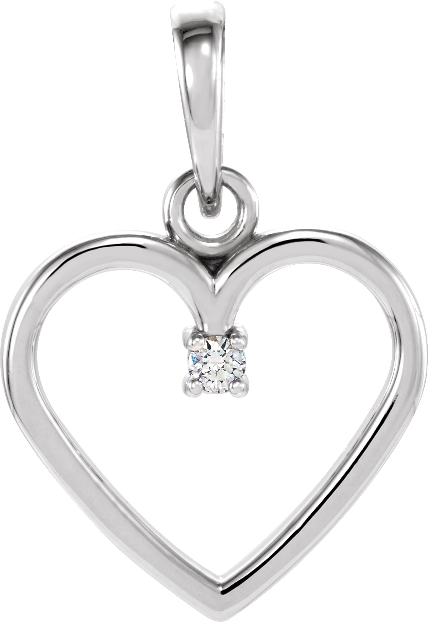 14K White .02 CTW Natural Diamond Heart Pendant