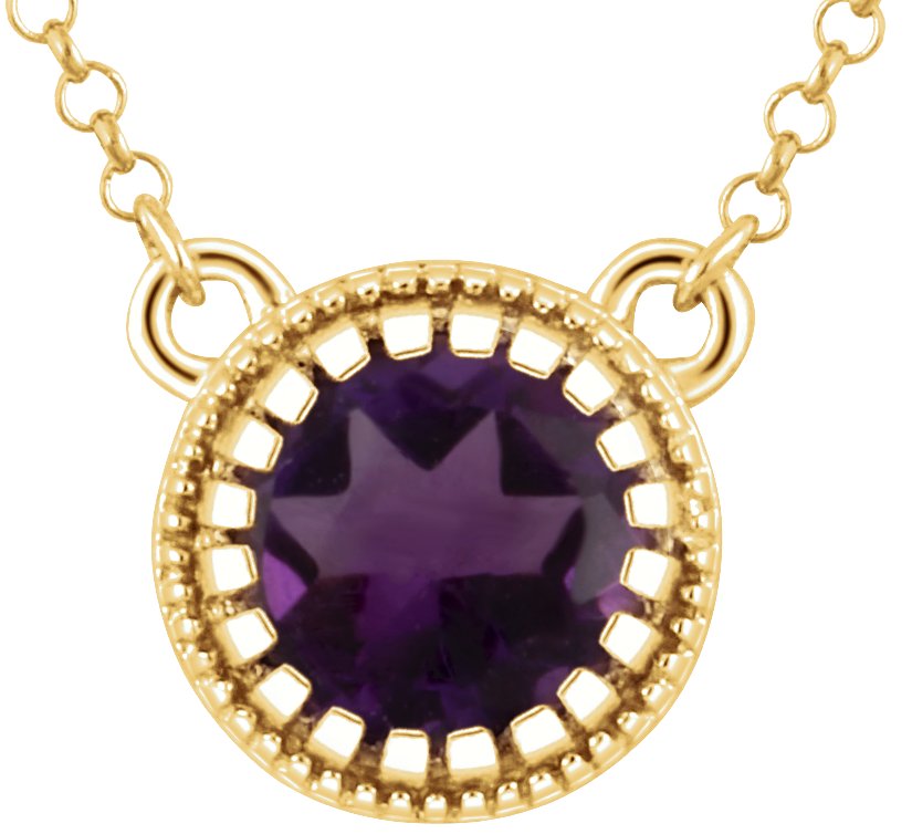 Milgrain Bezel-Set Birthstone Necklace
