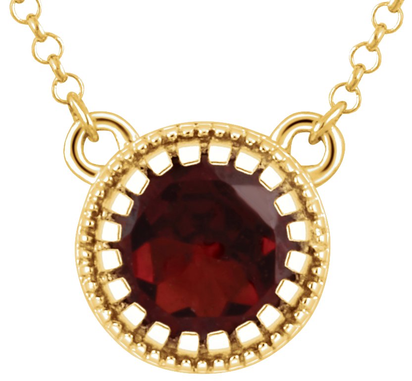 Milgrain Bezel-Set Birthstone Necklace