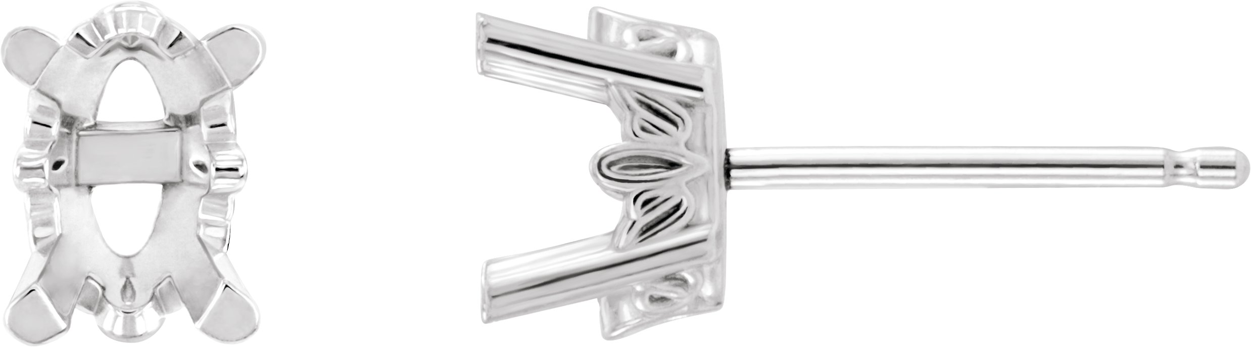 Oval 4-Prong Scroll Setting® Stud Earrings