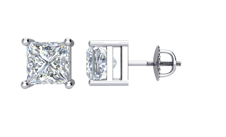 Square 4-Prong Stud Earrings