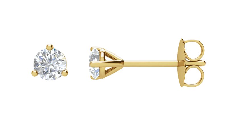 Round 3-Prong Cocktail-Style Stud Earrings