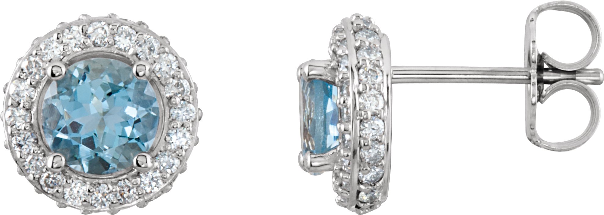 Round 4-Prong Halo-Style Earrings
