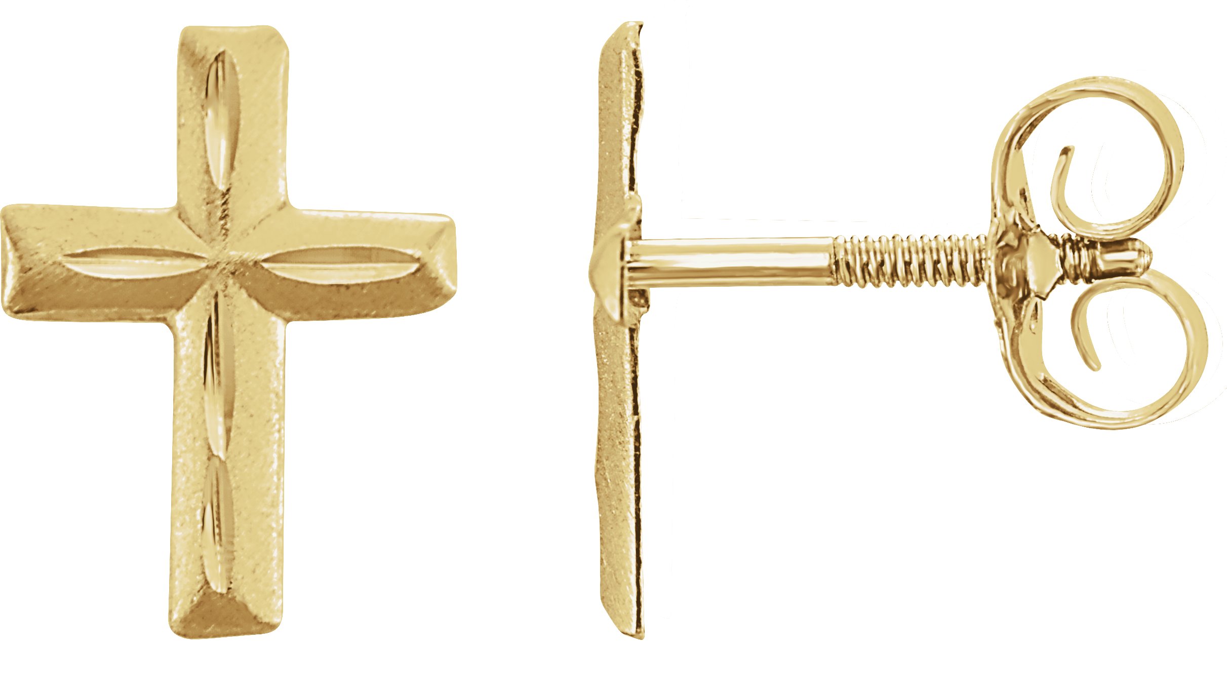Youth Diamond-Cut Cross Earrings