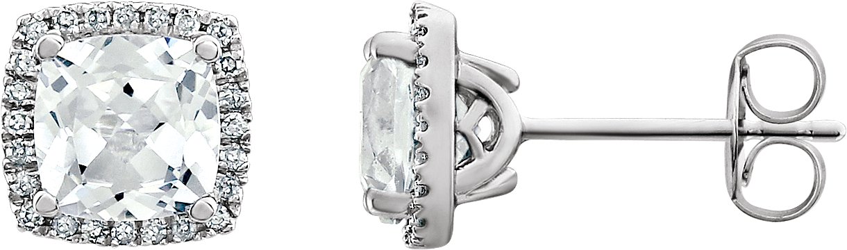 Round 4-Prong Halo-Style Earrings