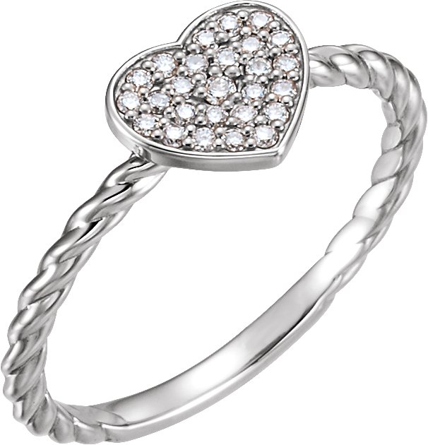 Pavé-Style Heart Rope Ring