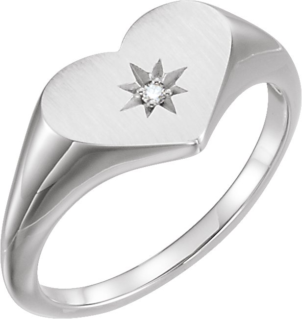 Heart Starburst Signet Ring