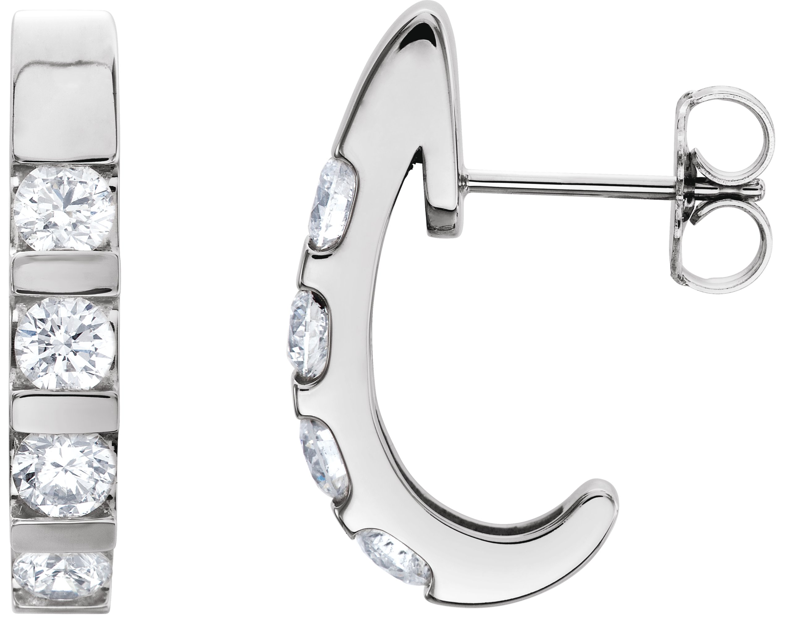 Channel-Set J-Hoop Earrings