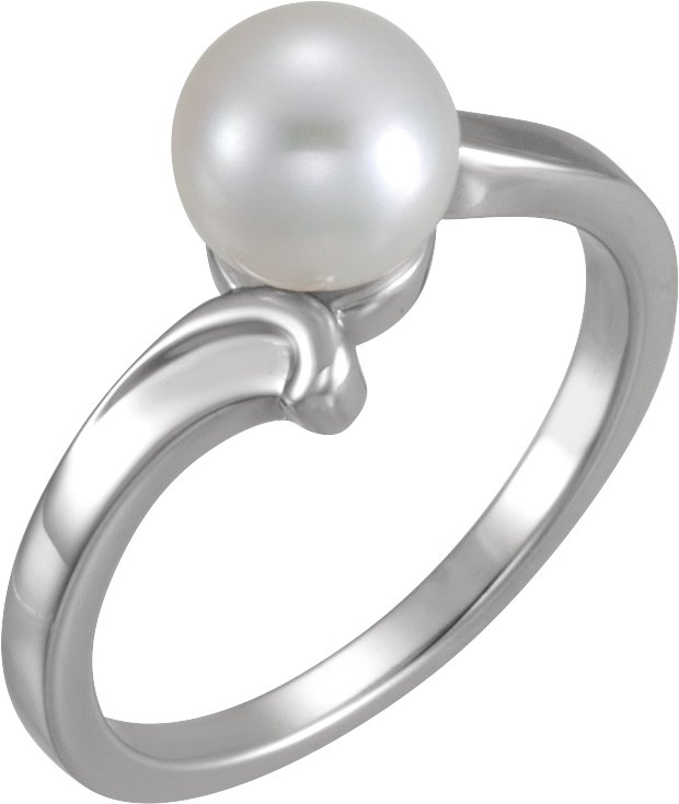 14K White Cultured White Akoya Pearl Ring