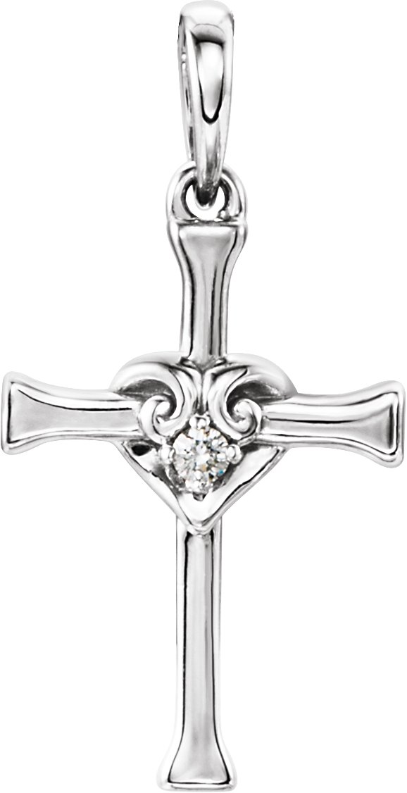 Accented Heart & Cross Pendant
