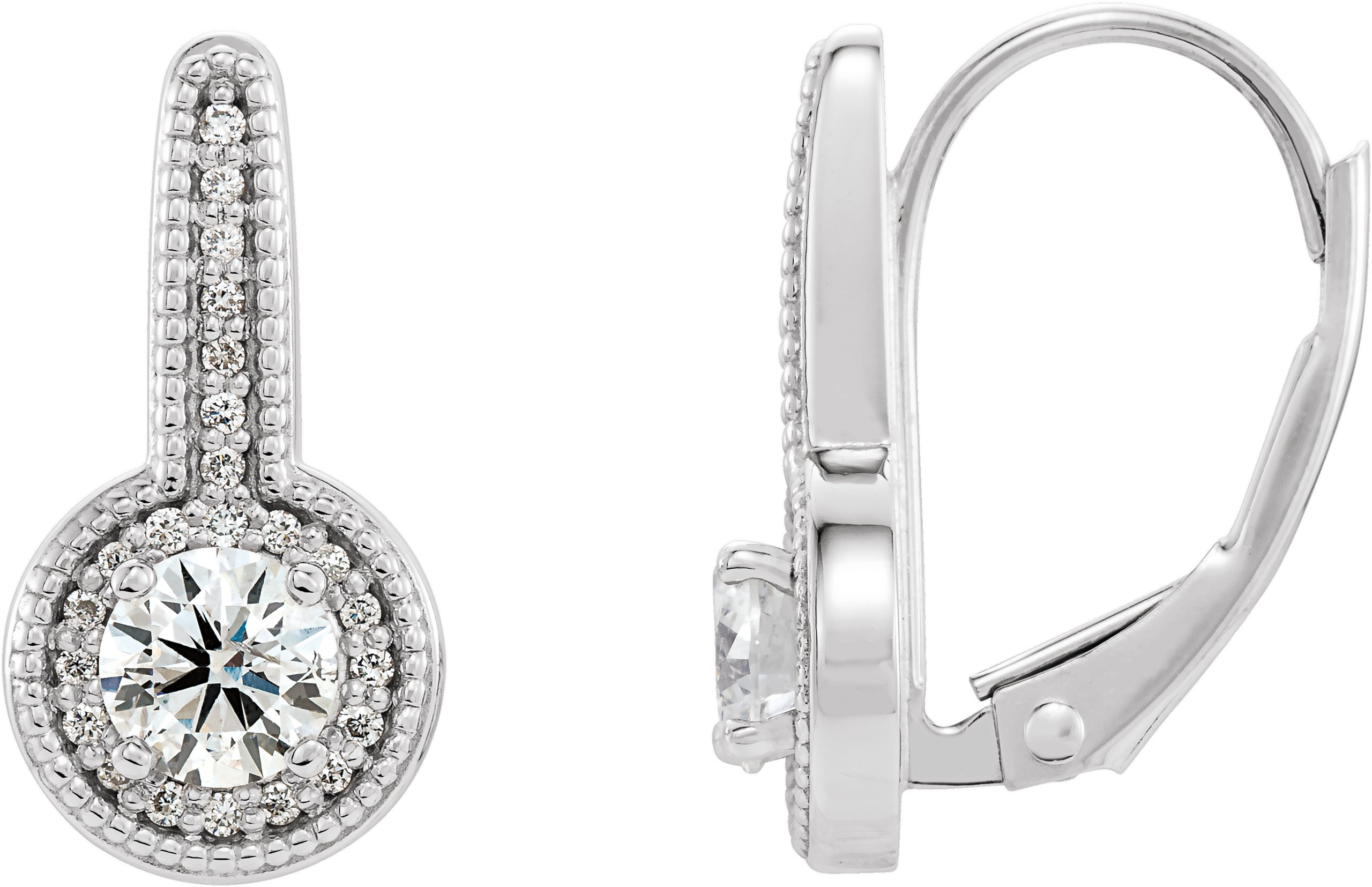 Accented Milgrain Halo-Style Earrings