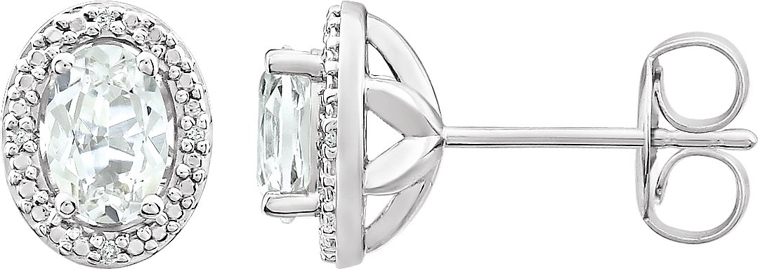 Oval 4-Prong Halo-Style Earrings