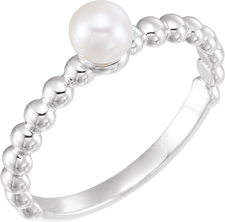 Beaded Stackable Pearl Ring