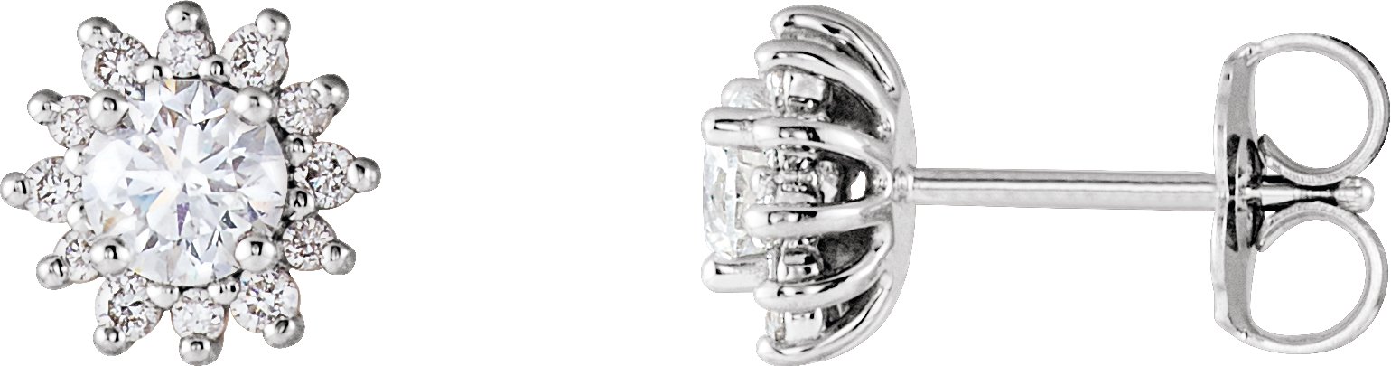 Round 4-Prong Halo-Style Stud Earrings