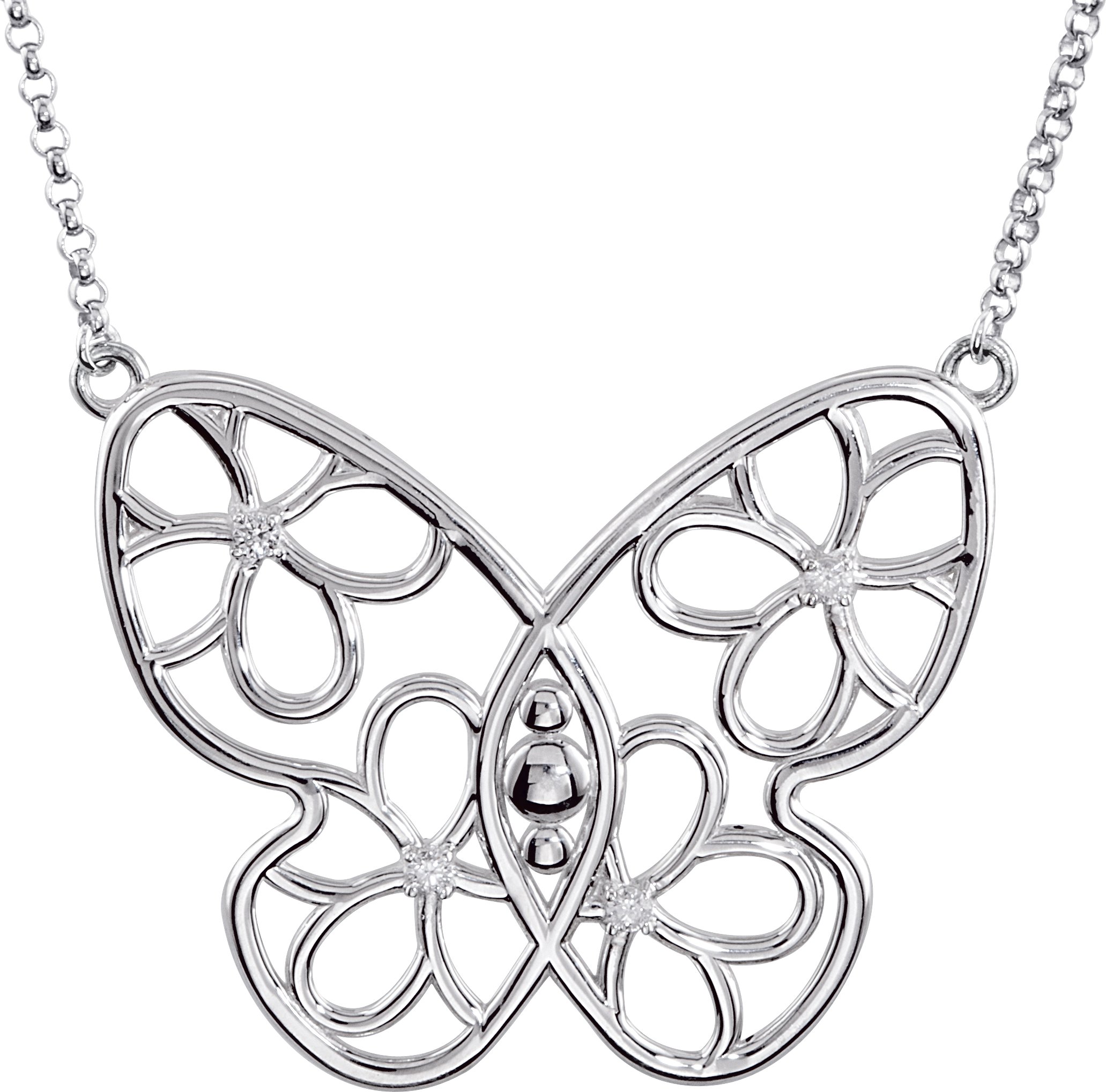 Accented Butterfly & Floral Necklace or Center
