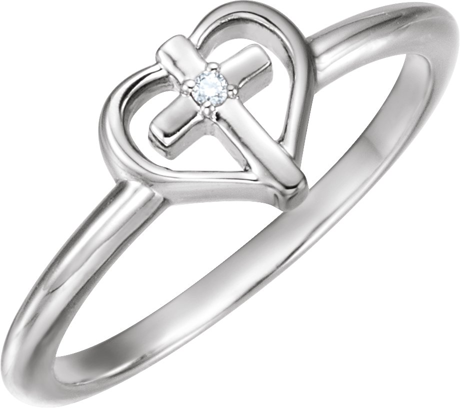 Accented Cross & Heart Ring