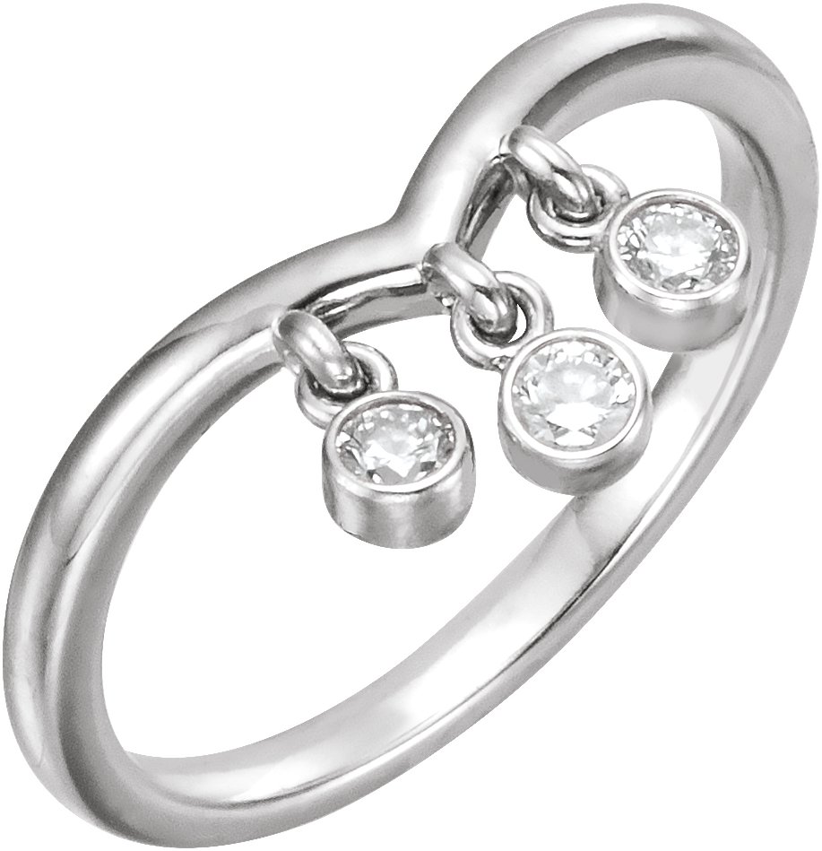 Three-Stone Fringe V Ring