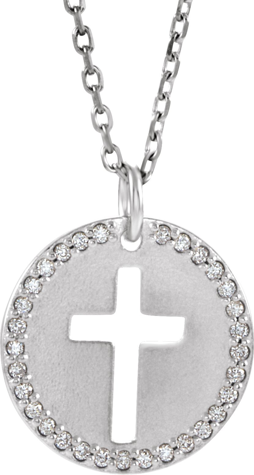 Accented Pierced Cross Necklace or Pendant